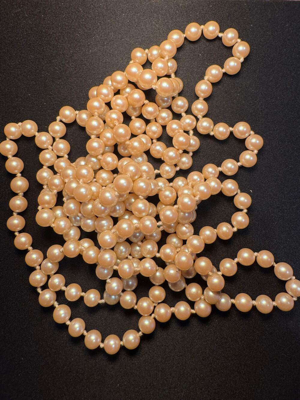 Vintage 74in Faux Pearl with Barrel Clasp Necklace